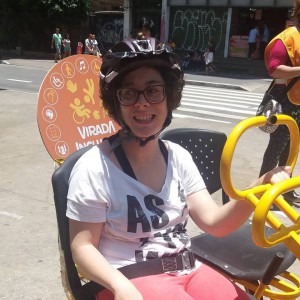 Eu na Paulista, participando do evento Bicicletada Inclusiva, dia 03/12.