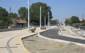 Obras do Tram em Toulousse;  