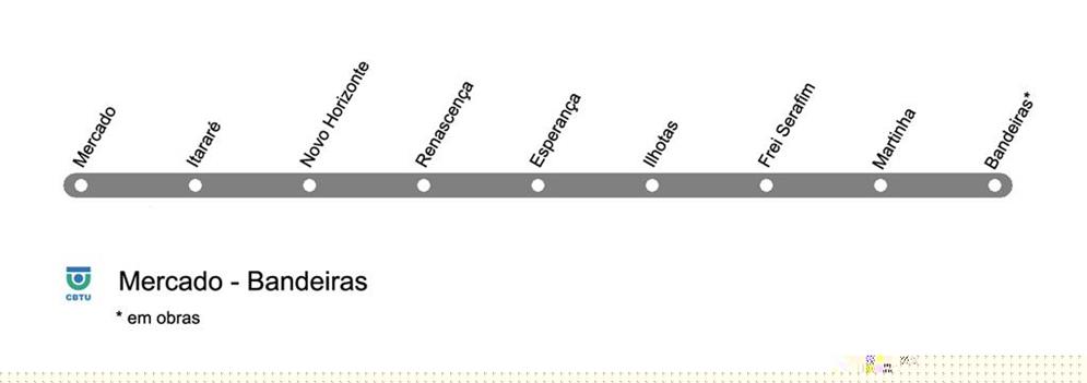 Mapa da rede de Metrô de Teresina, PI