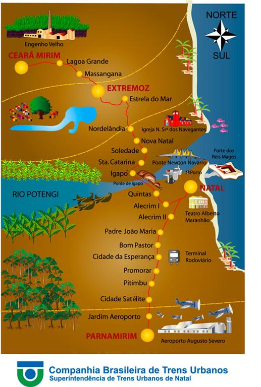 Mapa Da Rede De Trens De Natal Rn