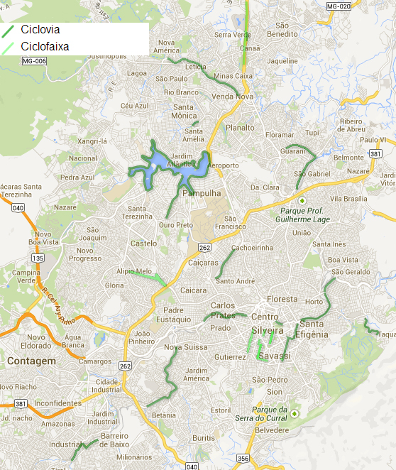 Mapa das Ciclovias de Belo Horizonte 2013 Mapa das Ciclovias de Belo Horizonte 2013