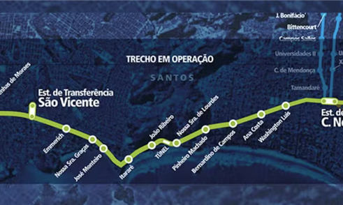 Novo ramal do VLT de Santos anunciado pela 3ª vez