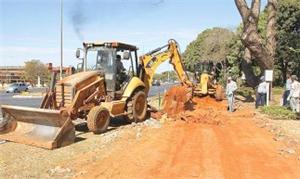 A construção das ciclovias está sendo efetuada par