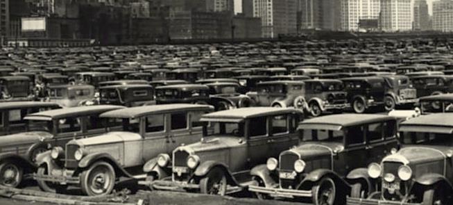Áreas de estacionamento em Nova York nos anos 1930