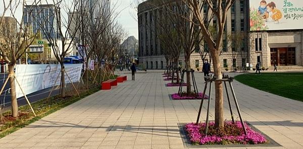 Avenida Sejong-daero: vegetação e mais espaço para