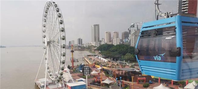 Teleférico Aerovia passa ao lado da roda