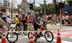 Ciclofaixa na zona norte de São Paulo