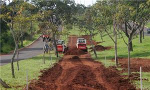 Ciclovia em construção na saída para São Paulo