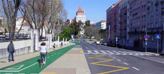 Ciclovia na Av. de Paris, perto da Almirante Reis,