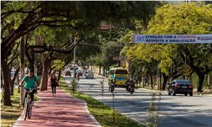 Ciclovia no canteiro central da avenida Sumaré que