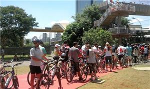 Congestionamento na ciclovia Rio Pinheiros