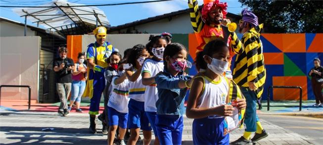 Crianças: foco da ação de segurança viária ontem n