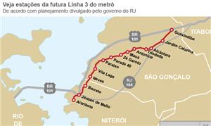 Estações da futura linha 3 do metrô