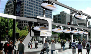 Imagem mostra como o Skytran ficará na cidade