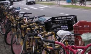 Local para estacionar bicicletas, lotado