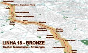 Mapa com futuras estações da Linha 18-Bronze