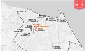 Mapa com pontos do sistema de bicicletas de Fortal