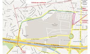 Mapa da ciclovia Braz Leme