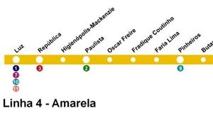 Mapa da linha 4 Amarela