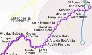 Mapa da linha 5-lilás do metrô