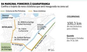 Mapa da nova ciclofaixa