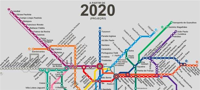 Mapa da projeção da capital paulista em 2020