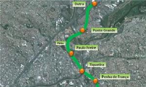 Mapa das futuras estações da Linha 2-Verde