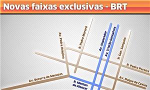 Mapa das novas faixas do BRT