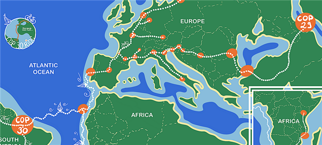 Mapa do percurso da COP 30 Bike Ride