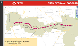 Mapa do trem regional de Sorocaba