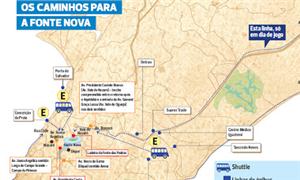 Mapa dos caminhos para a Fonte Nova