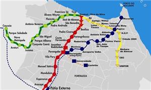 Mapa metroviário em Fortaleza