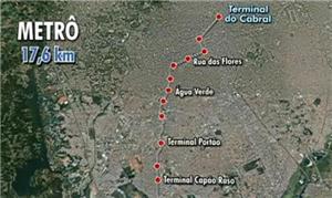 Metrô de Curitiba terá 17,6 km de extensão