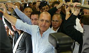 O governador de SP, Geraldo Alckmin, no metrô