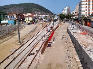 Obras do VLT em São Vicente