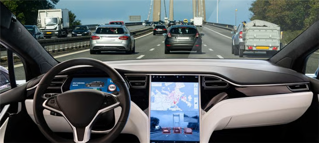 Painel de carro semiautônomo da Tesla