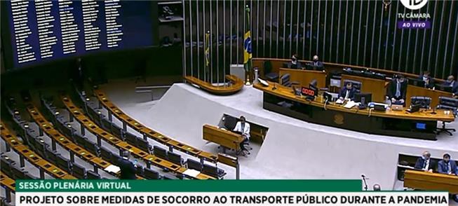 Sessão virtual da Câmara, que aprovou a ajuda ao t