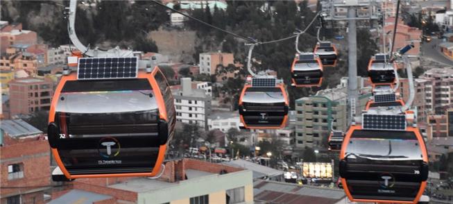 Teleféricos transportam pelo ar a população de La