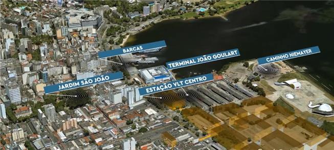 Trajeto do futuro VLT de Niterói, entre zona norte