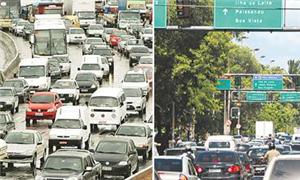 Trânsito congestionado em São Paulo e Recife