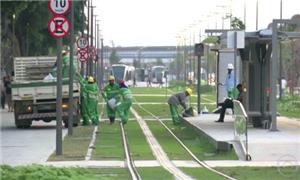 Trecho do VLT do Rio em obras de finalização