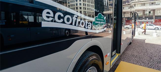 Um dos 15 ônibus elétricos incluídos na frota de S